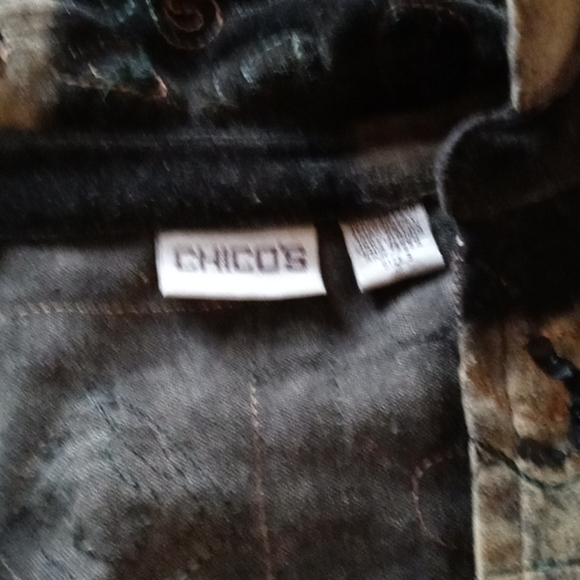 Chicos jacket. Size 3 (lg/xl) black, tan, sequins - Picture 3 of 6